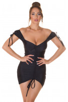 Sexy Off-Shoulder Minidress ruched Black